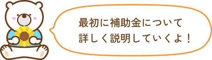 最初に補助金について詳しく説明していくよ！